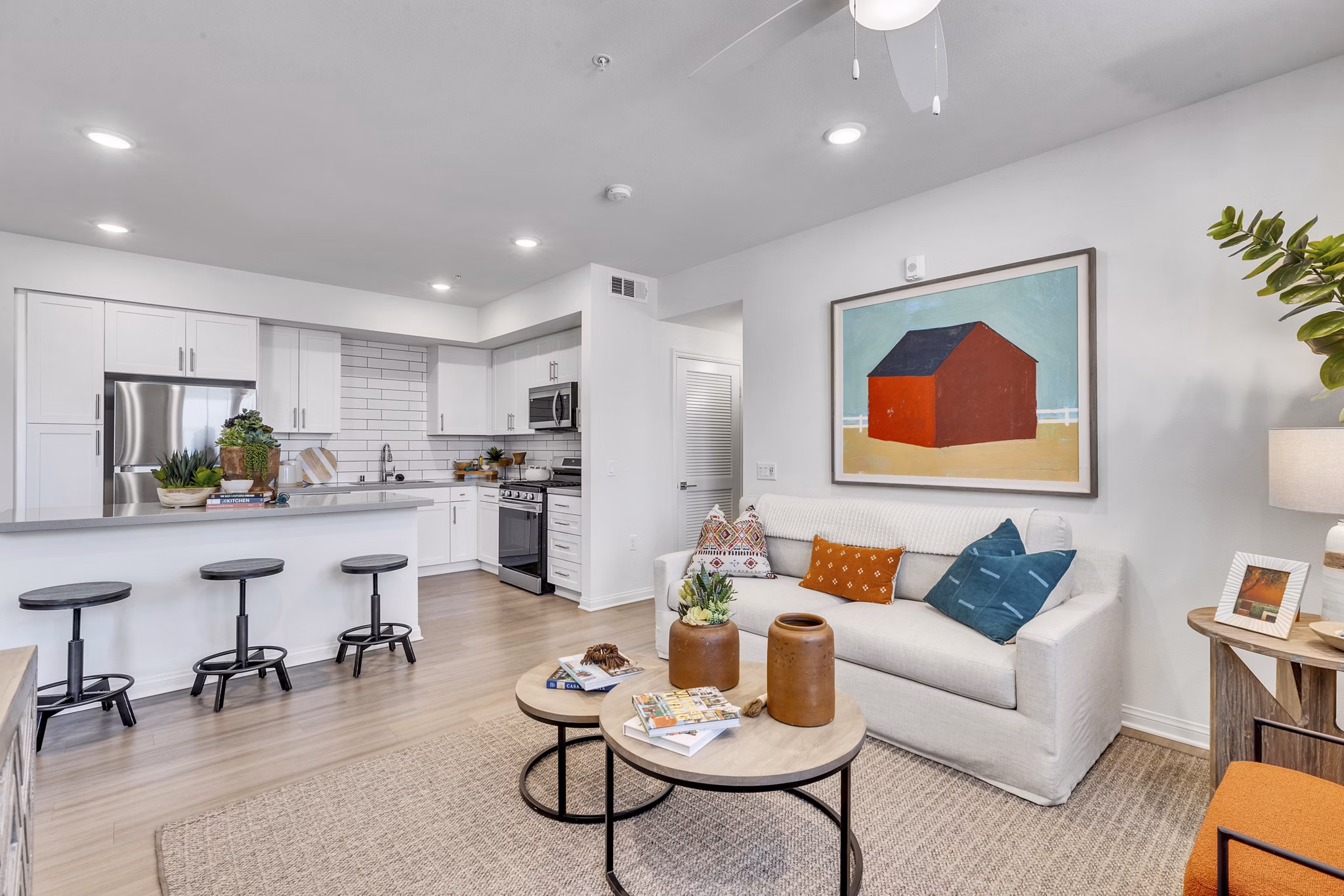 Living Room at The Hawthorne Apartments