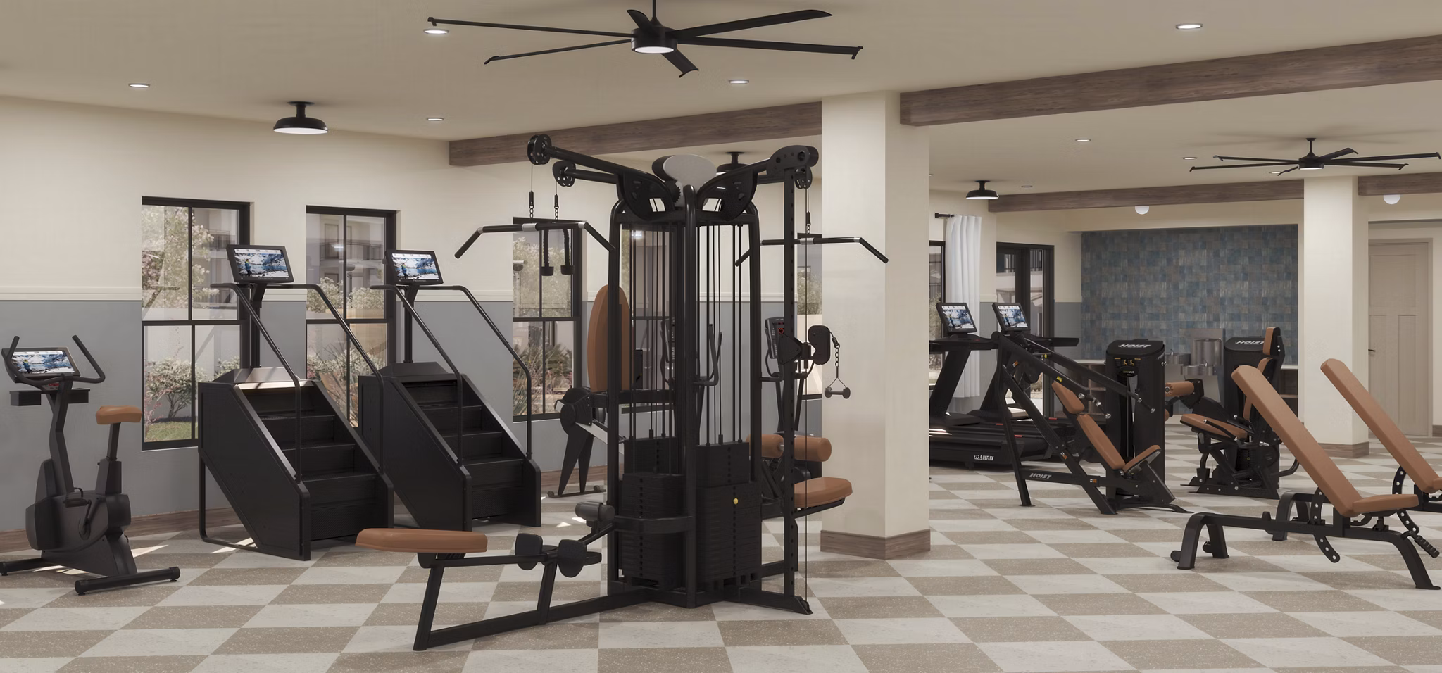 fitness center at The Mason Apartments 