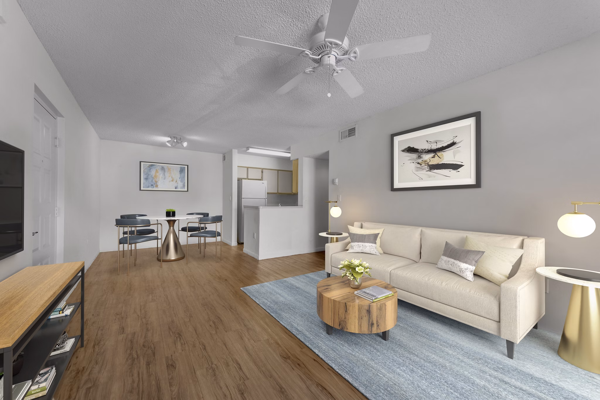 Living Room at La Vue at Emerald Pointe Apartments