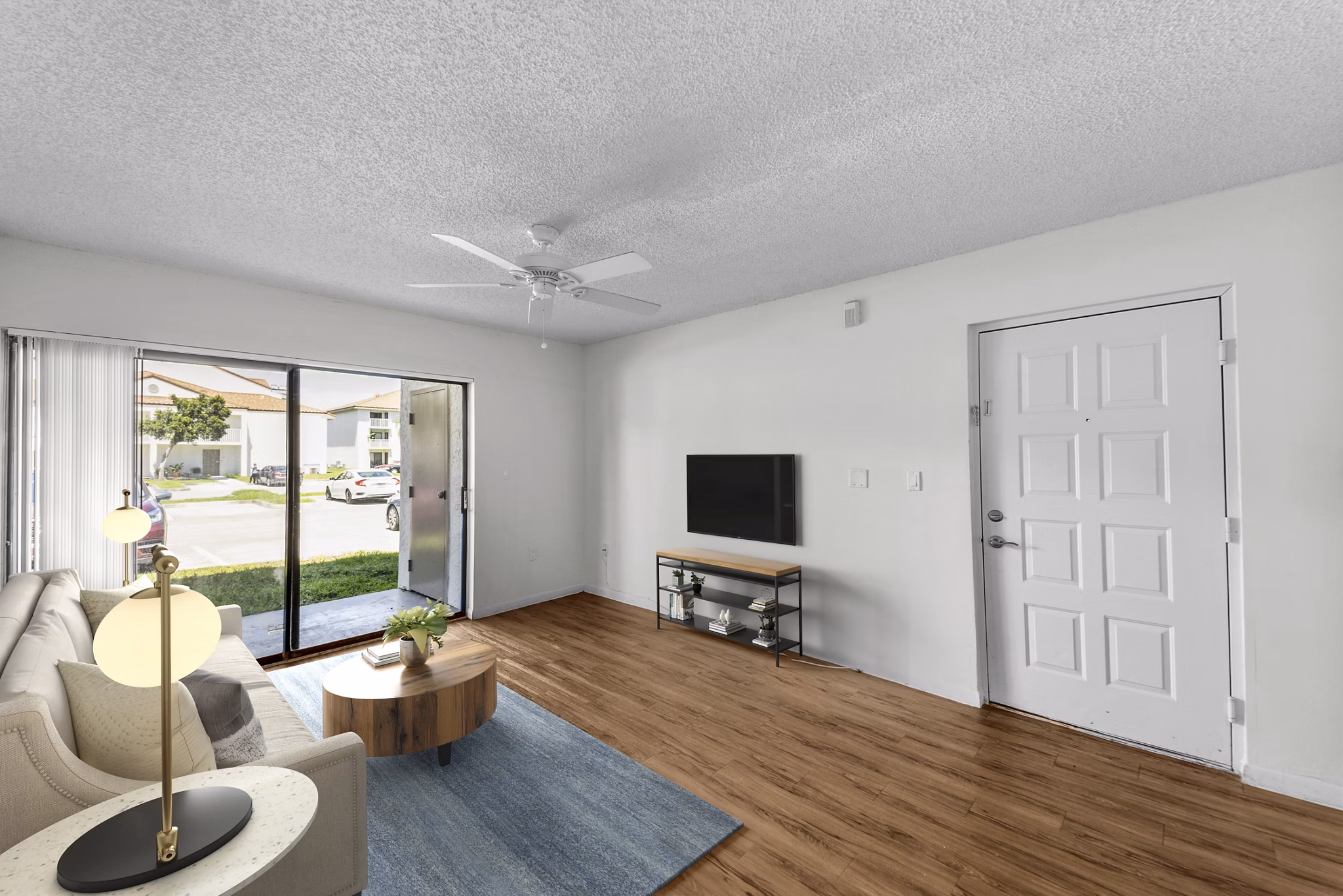 Living Room at La Vue at Emerald Pointe Apartments