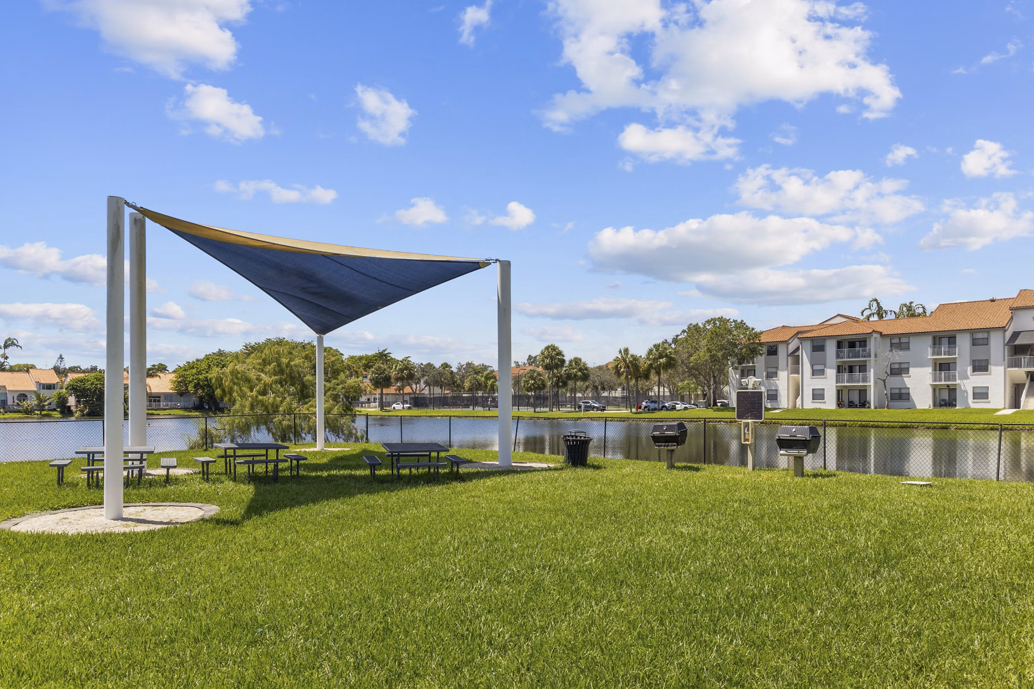 Patio at La Vue at Emerald Pointe Apartments