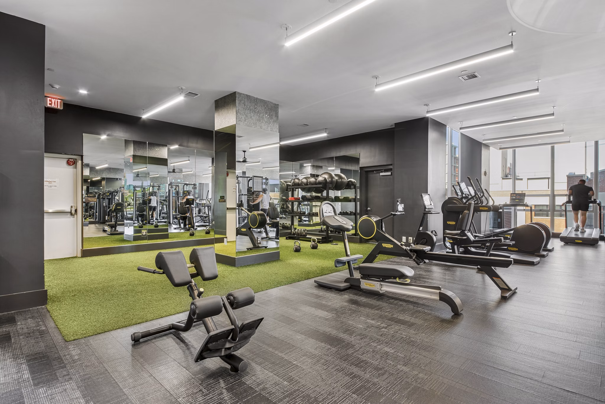 fitness center at Hudson House East Apartments 
