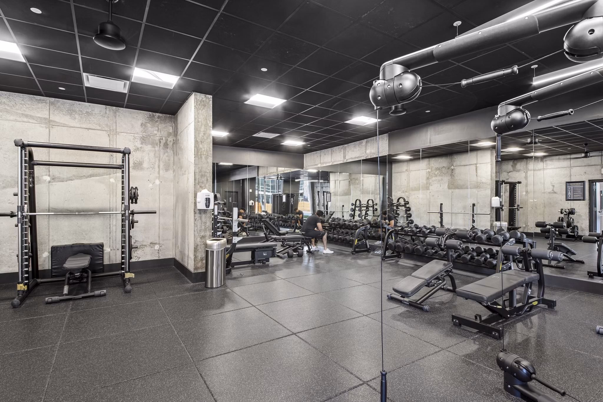fitness center at Hudson House East Apartments 
