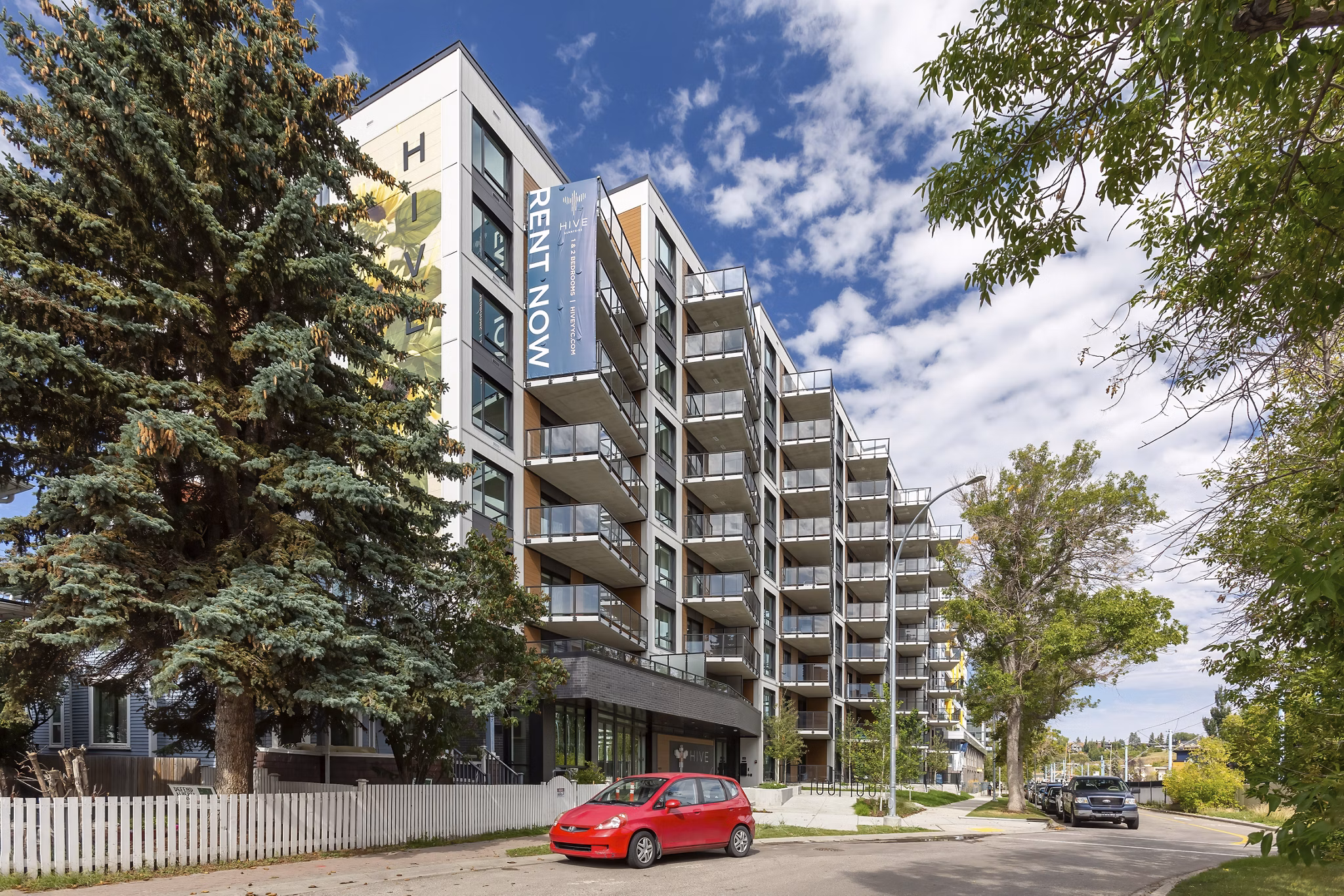 building at HIVE Apartments