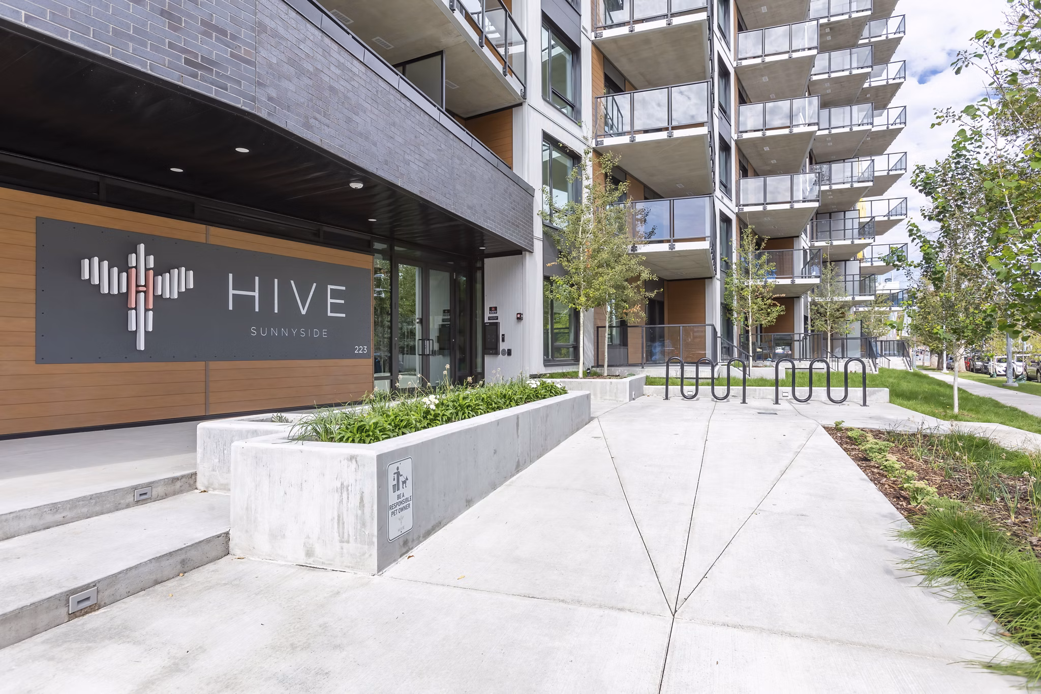 building at HIVE Apartments