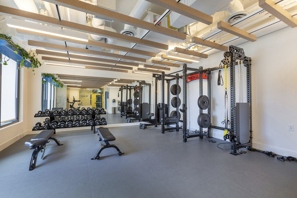 fitness center at HIVE Apartments