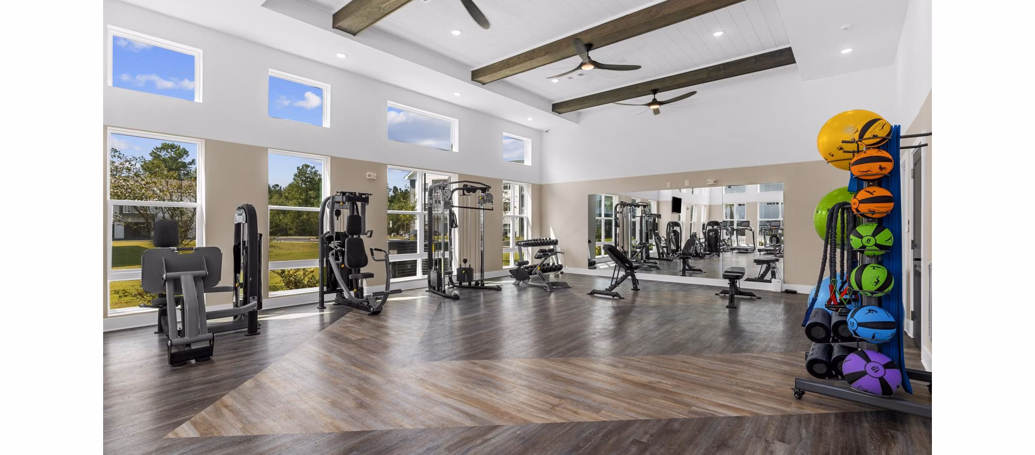 fitness center at Exchange at Westgate Apartments 