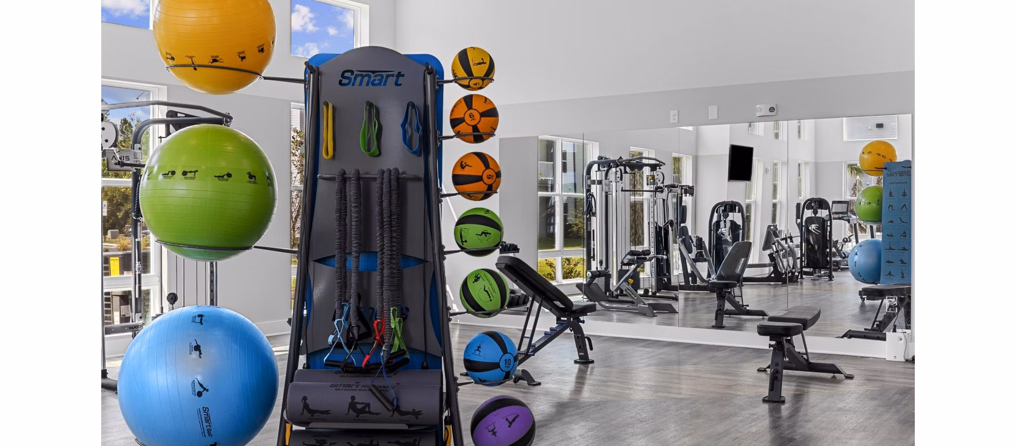 fitness center at Exchange at Westgate Apartments 