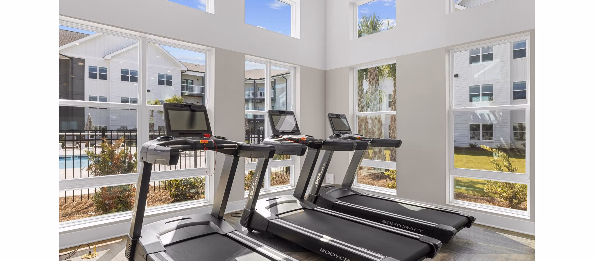 fitness center at Exchange at Westgate Apartments 