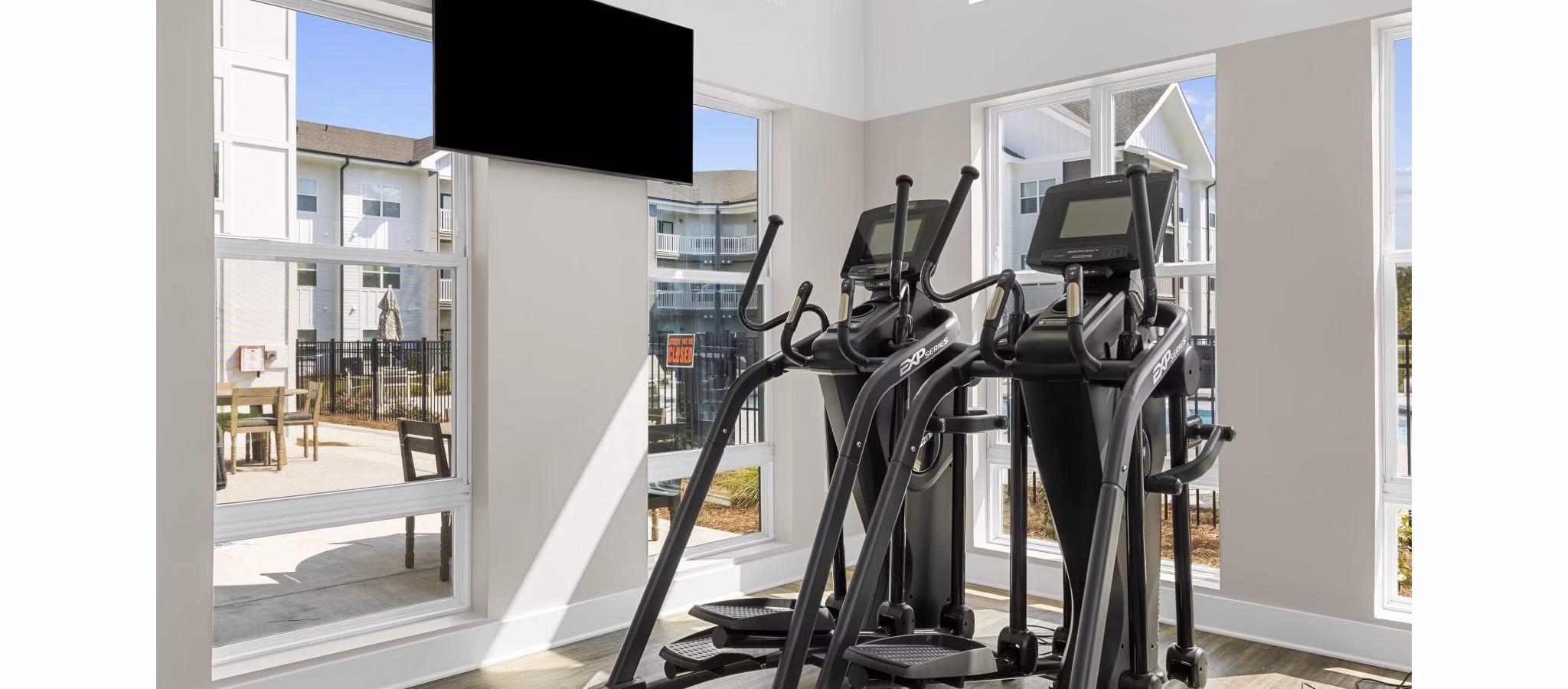 fitness center at Exchange at Westgate Apartments 