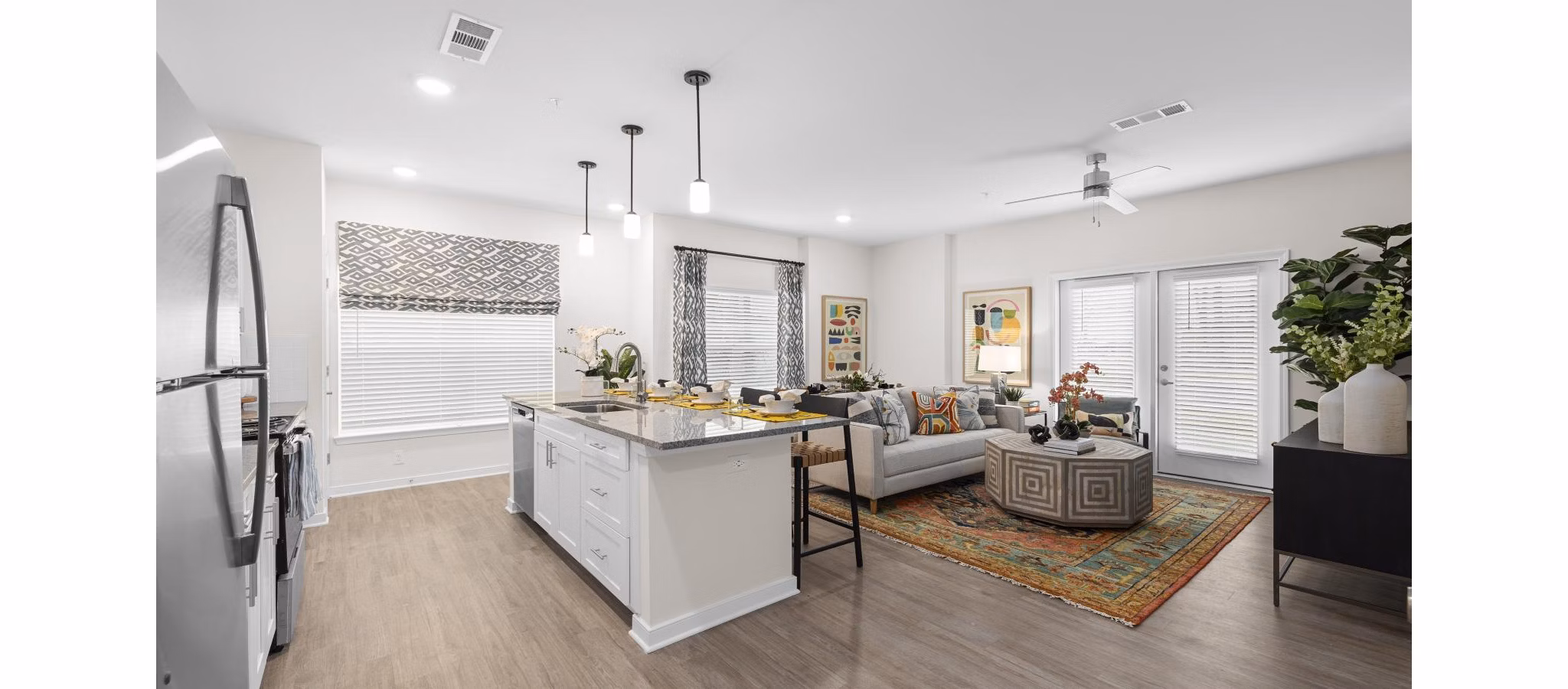 living room at Exchange at Westgate Apartments 
