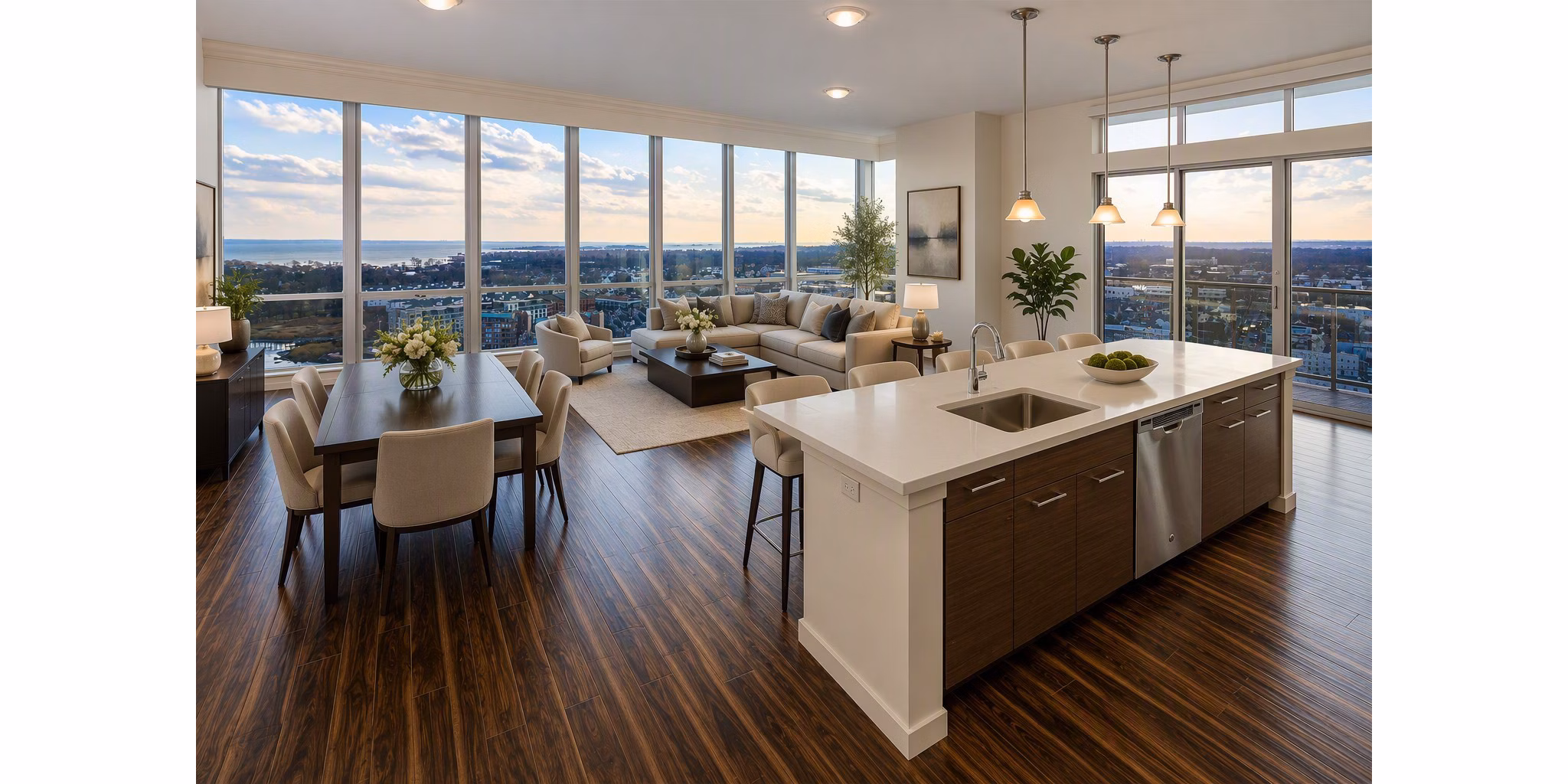 Living Room at Beacon Harbor Point Apartments