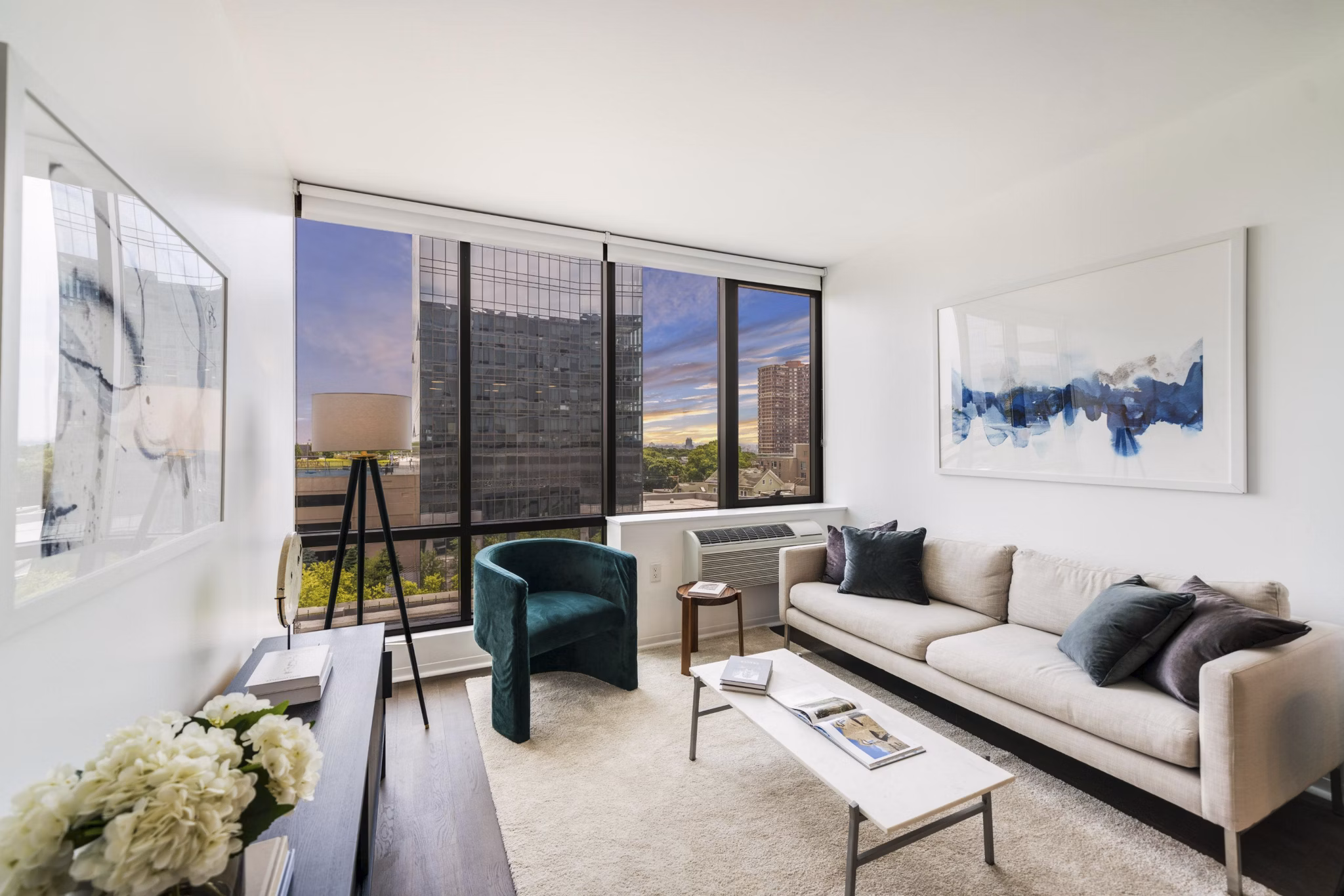 Living Room at Hudson Lights Apartments