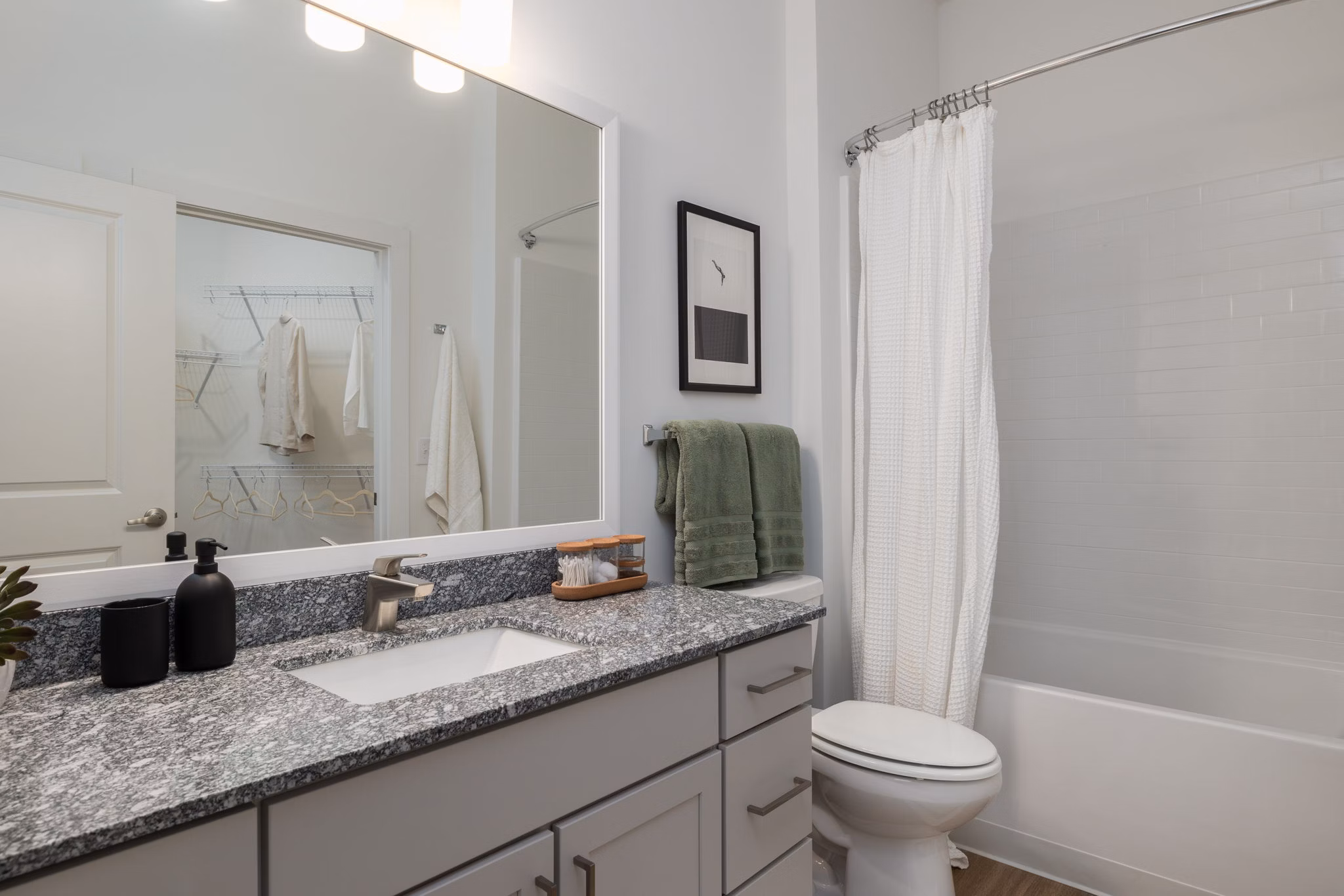 bathroom at The Leo LoSo Apartments