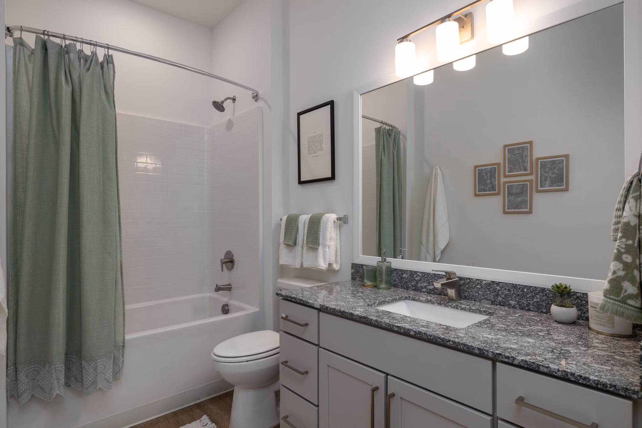 bathroom at The Leo LoSo Apartments