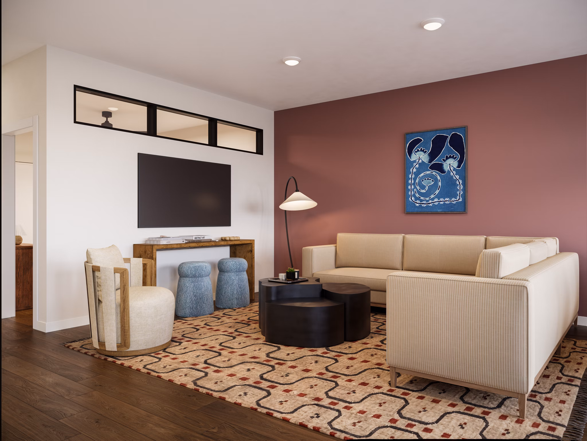 Living Room at The Russell Apartments