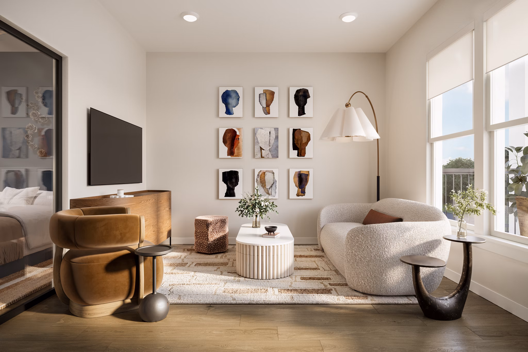 Living Room at The Russell Apartments