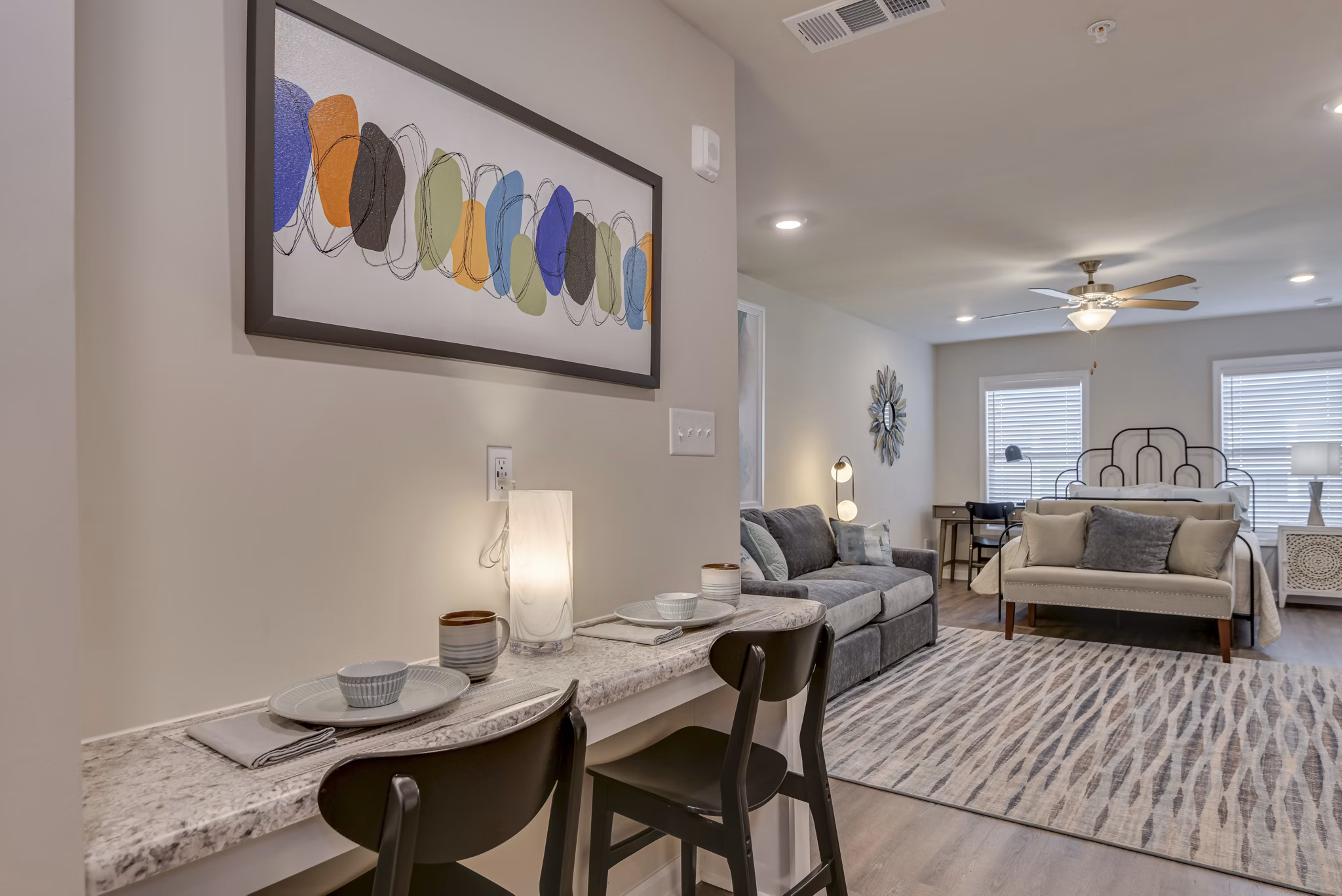 living room at MacArthur Park Apartments 