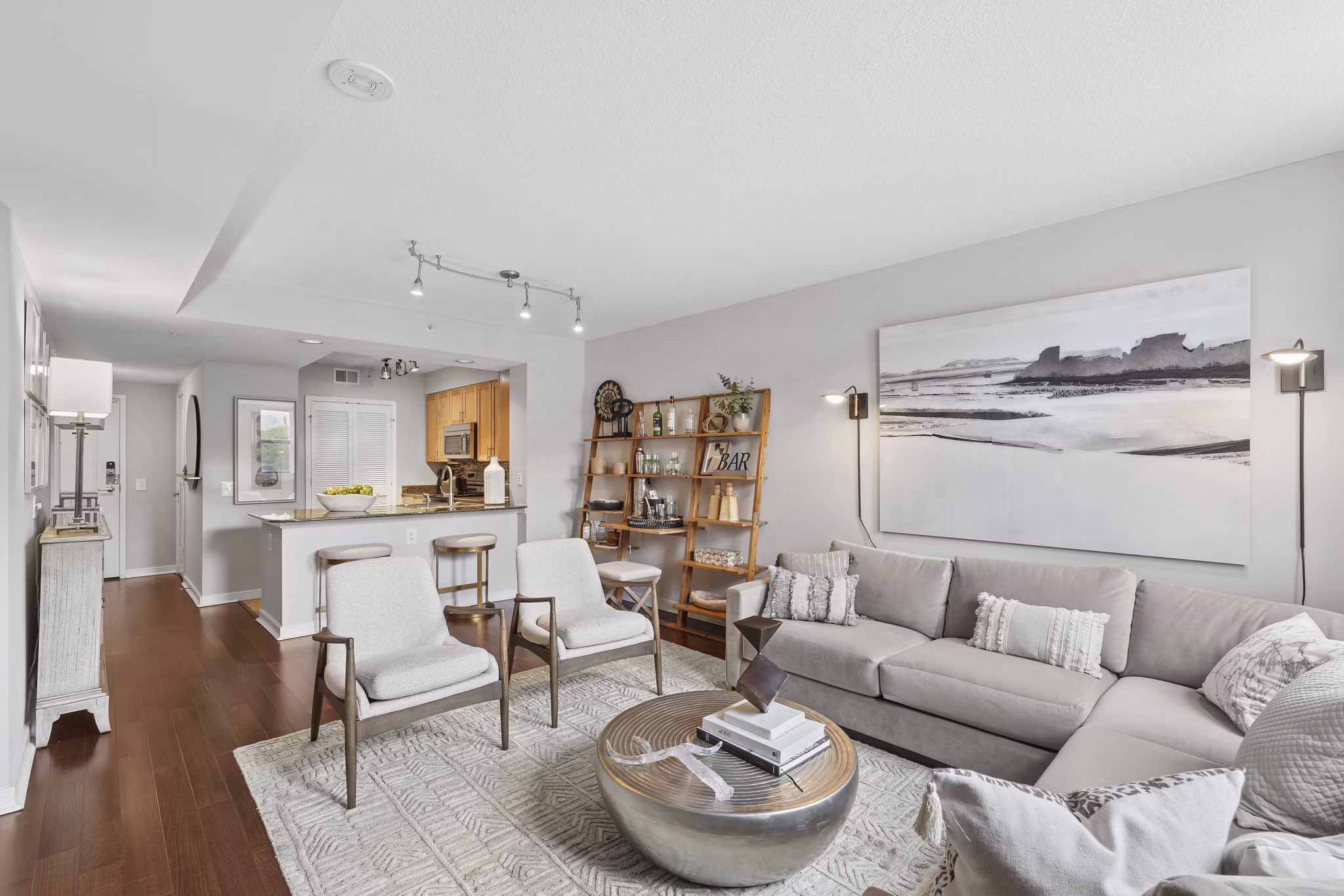 Living Room at The Hayward On Mass Ave Apartments