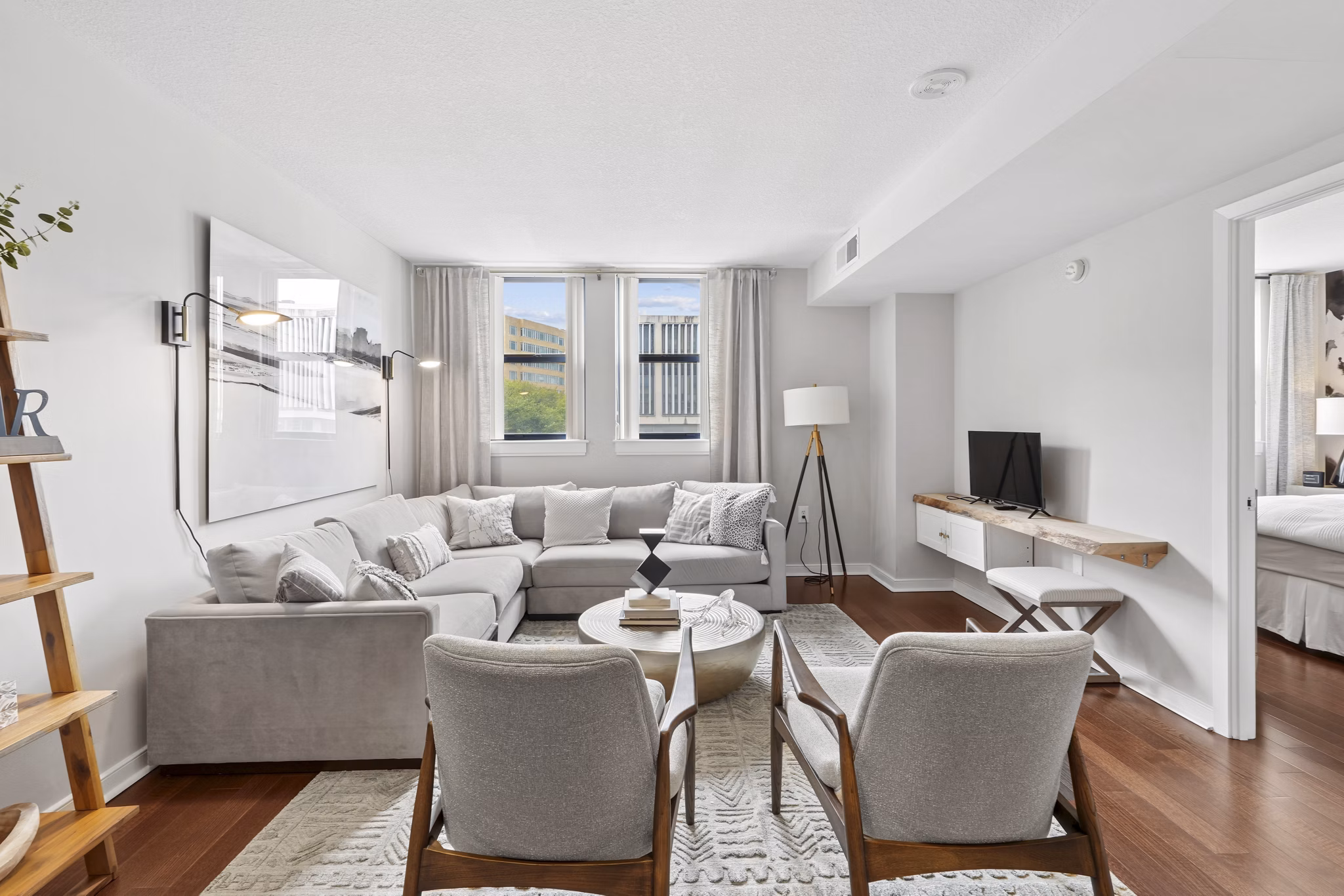 Living Room at The Hayward On Mass Ave Apartments
