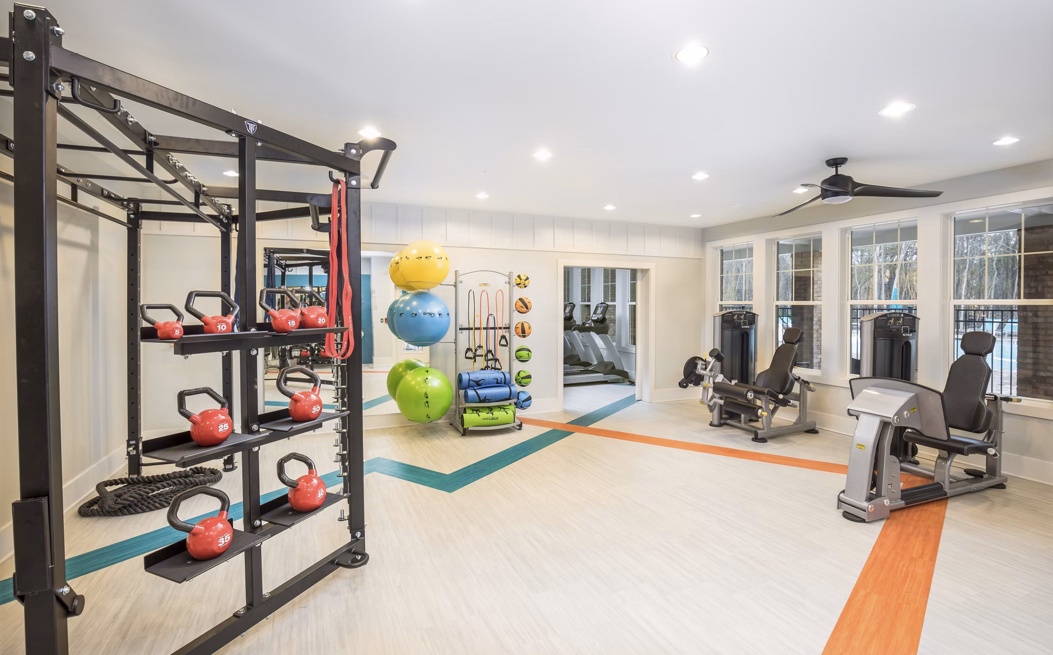 fitness center at The Scottie Apartments 