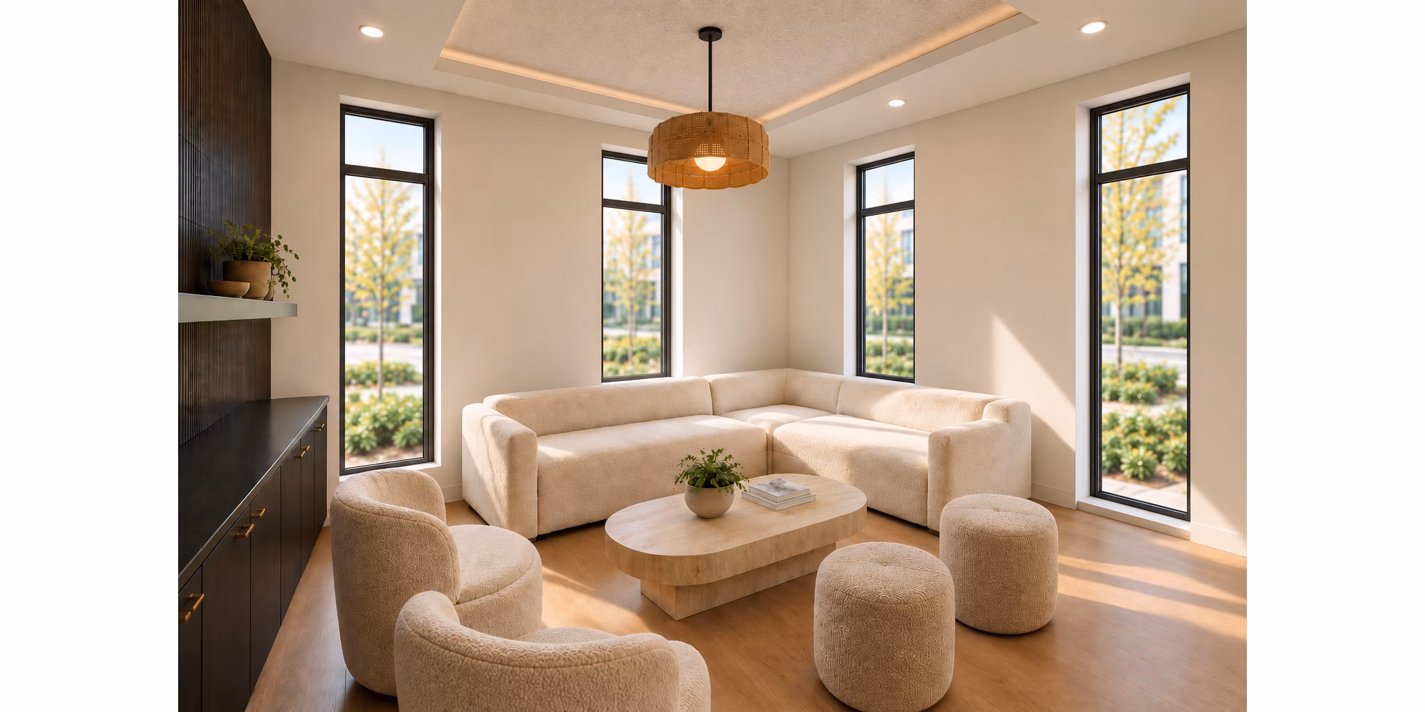 Living Room at The East Quarter Apartments