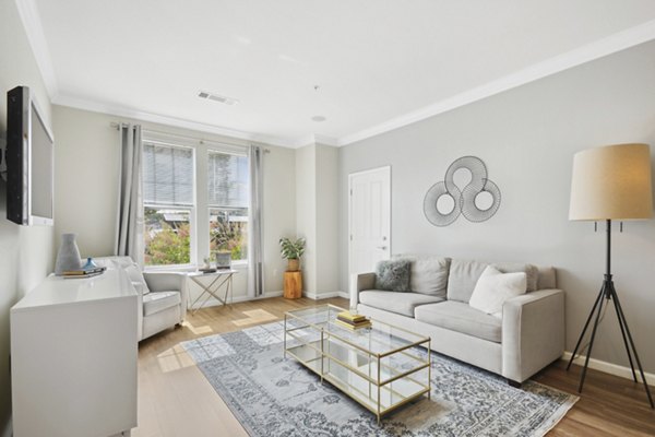 living room at Jefferson at Dedham Station Apartments