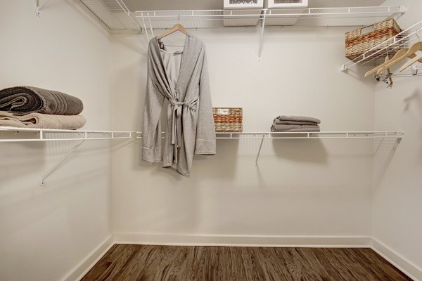 Spacious closet with built-in shelving in 100 Capitol Yards Apartments