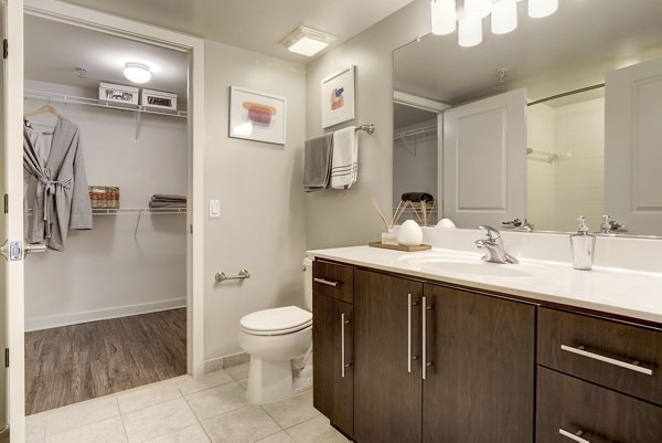 bathroom at 100 Capitol Yards Apartments