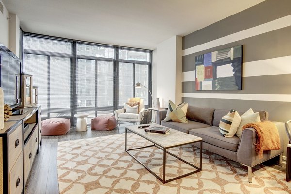 living room at 100 Capitol Yards Apartments