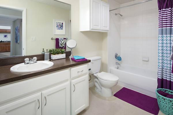 bathroom at GrandMarc at Westberry Place Apartments