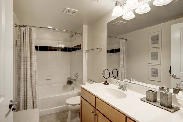 Bathroom featuring modern fixtures at 70 Capitol Yards Apartments in Washington, DC