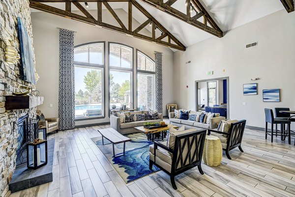 Clubhouse featuring cozy seating and modern amenities at Creekside at Highlands Ranch luxury apartments
