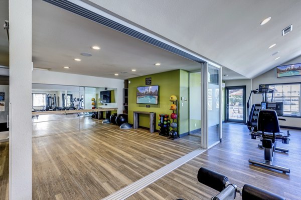 State-of-the-art fitness center with modern equipment at Bay Court at Harbour Pointe Apartments