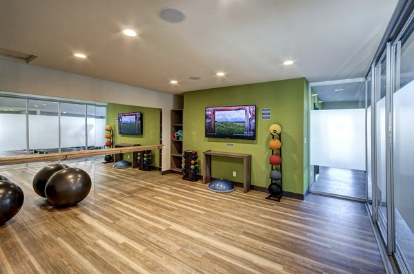 State-of-the-art fitness center with modern equipment at Bay Court at Harbour Pointe Apartments
