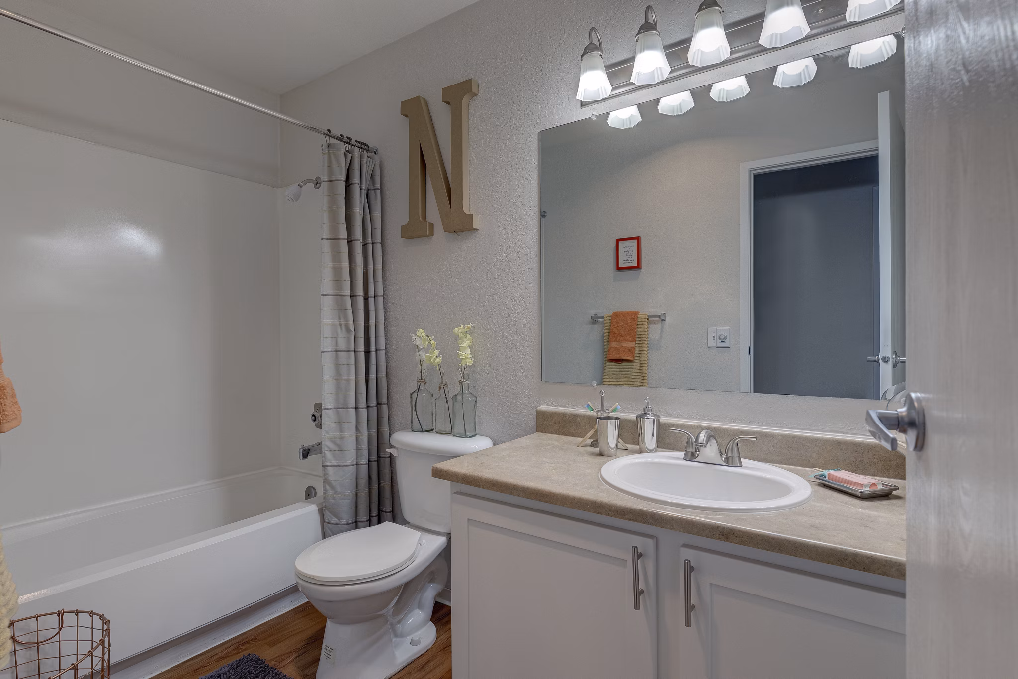 Modern bathroom with sleek fixtures at The Berkshire Apartments