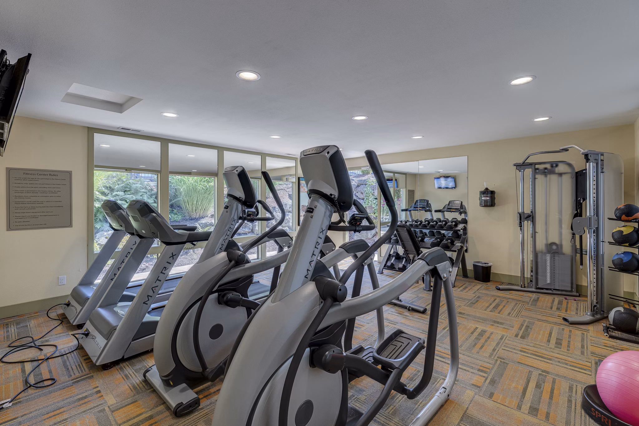 Fitness center with state-of-the-art equipment at The Berkshire Apartments