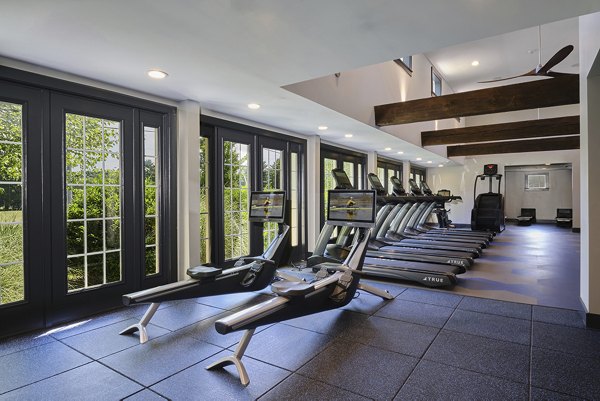 fitness center at The Green at 9&90 Apartments
