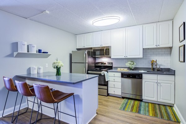 kitchen at The Green at 9&90 Apartments                    
