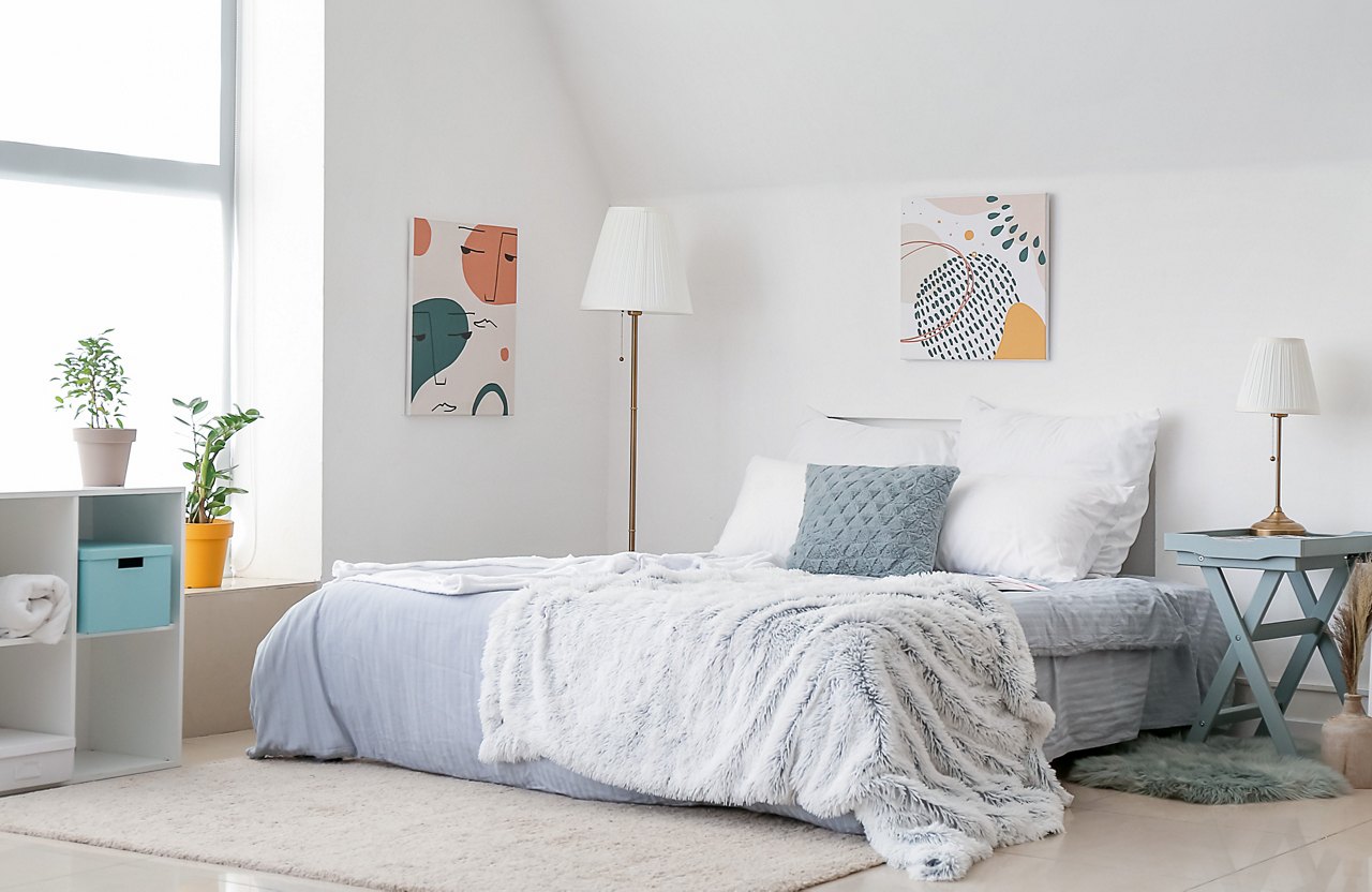 Interior of modern stylish bedroom