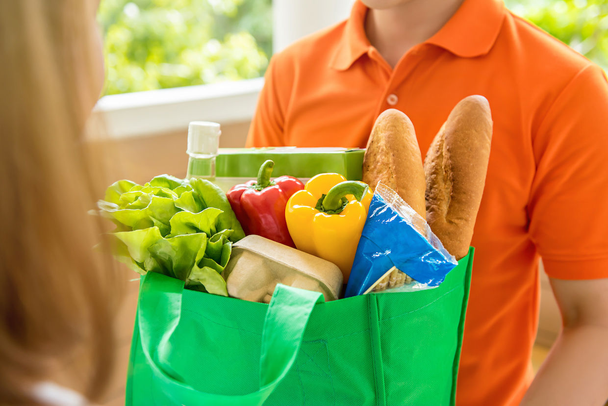 Canvas grocery bag full of items