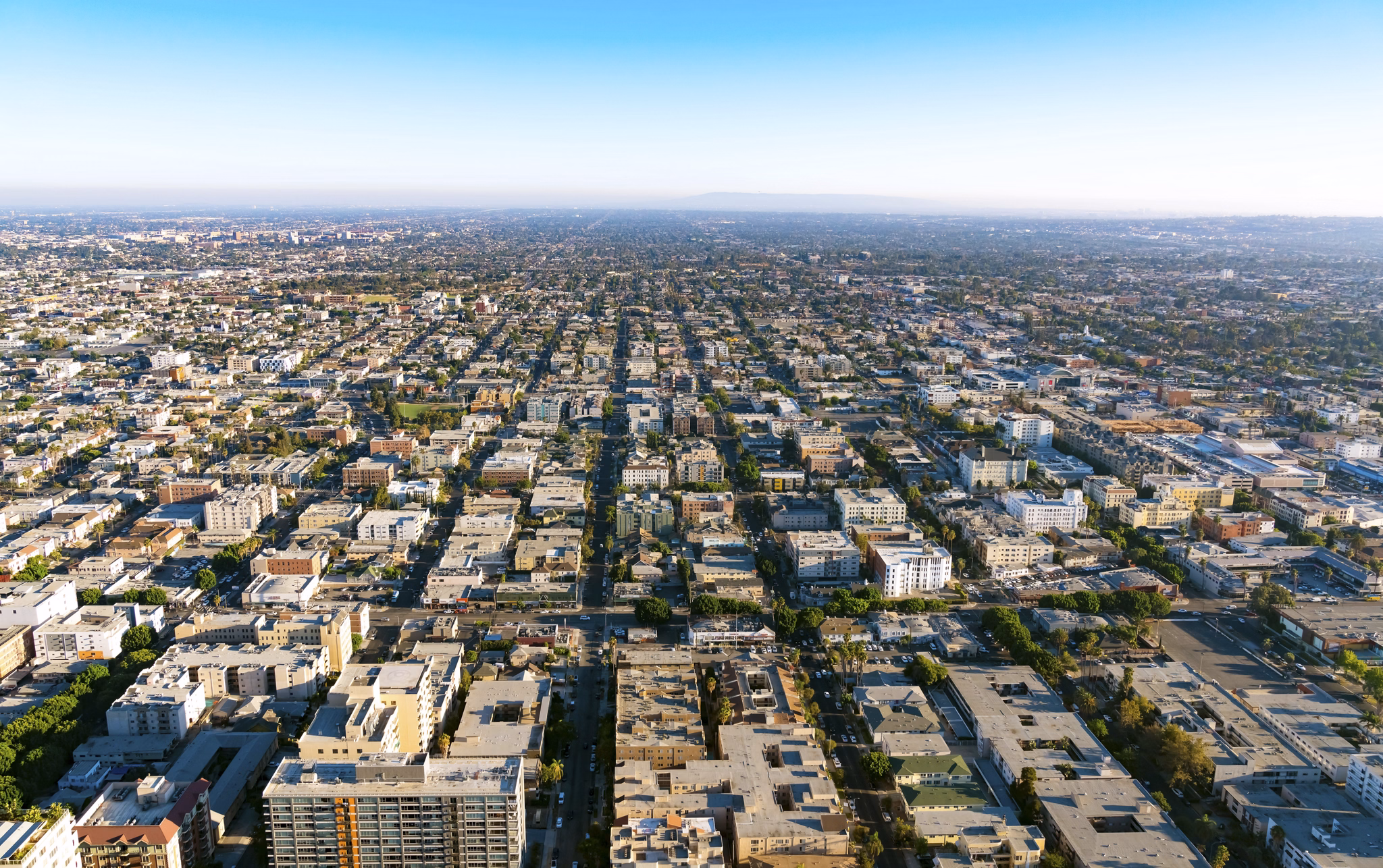 Aerial view of the sprawling city of Los Angeles