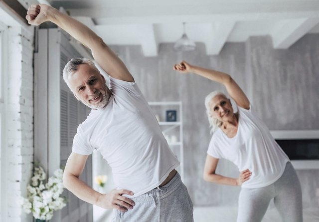 Elderly Couple Working Out