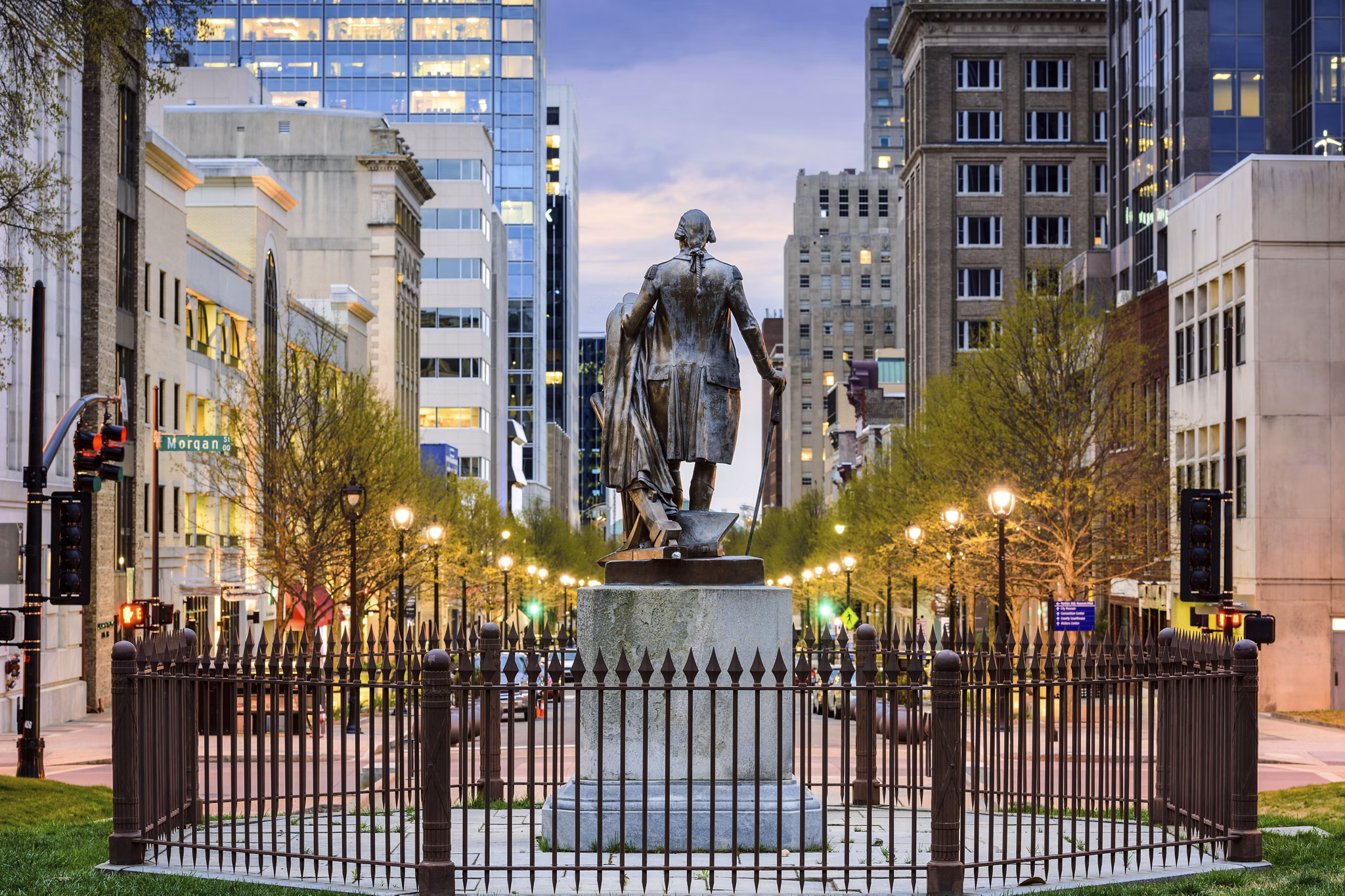 Raleigh, North Carolina, USA downtown as viewed from the Capitol Building grounds.