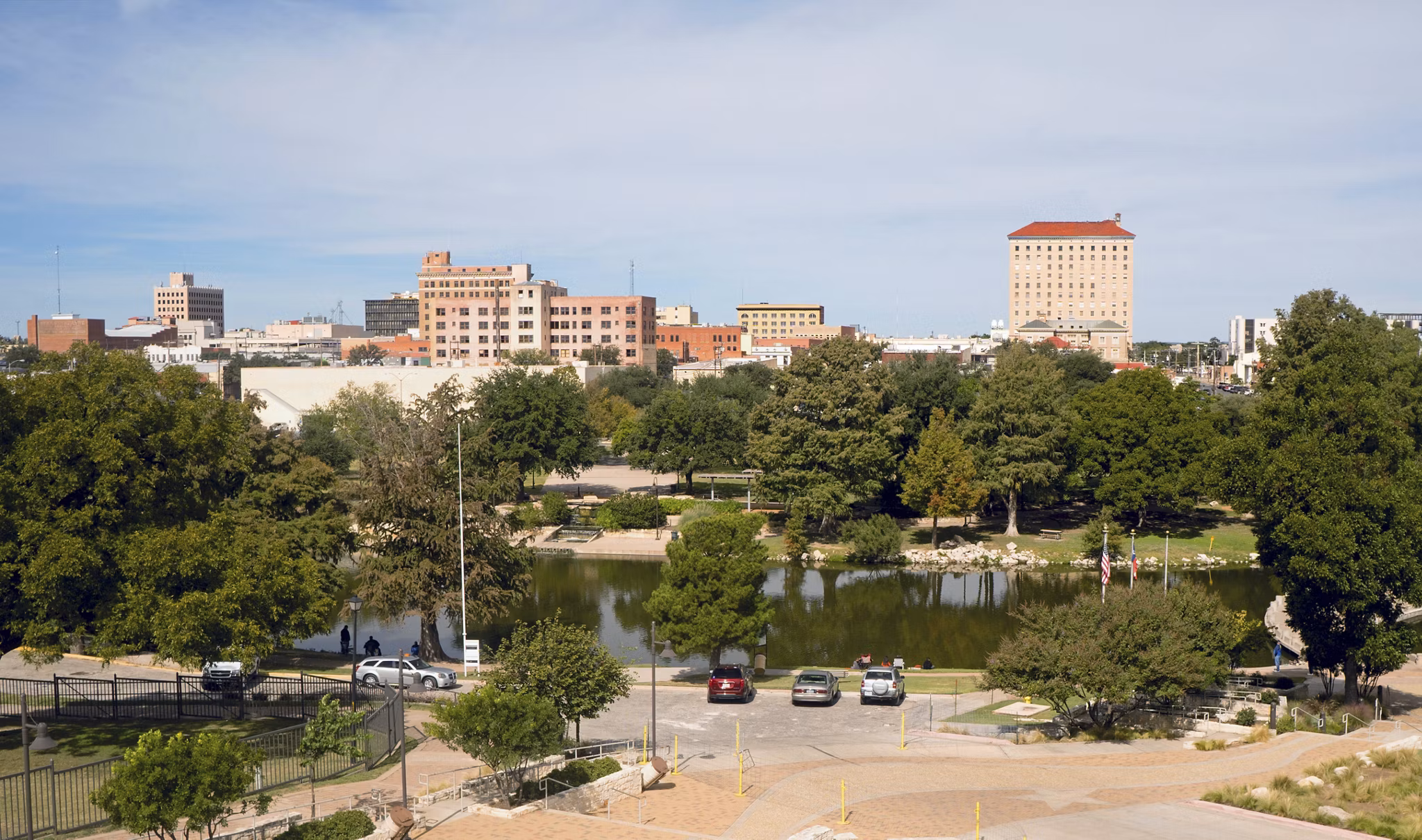 Buildings and architecture downtown city park skyline Lubbock, Texas