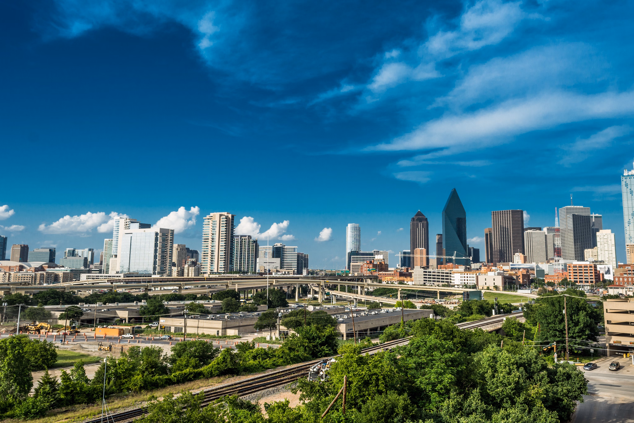 View of Downtown Dallas from the west looking east