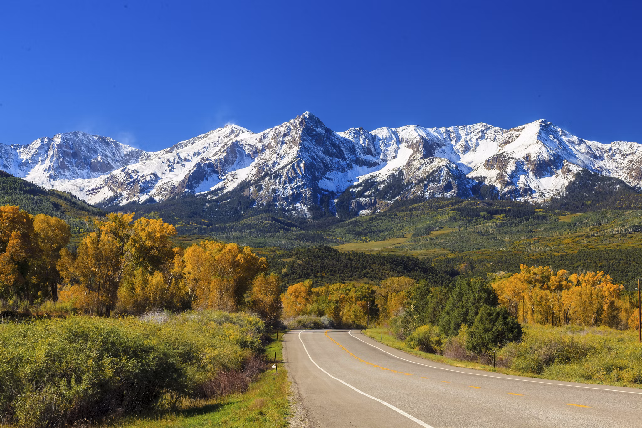 Countryside road, fall season in Colorado
