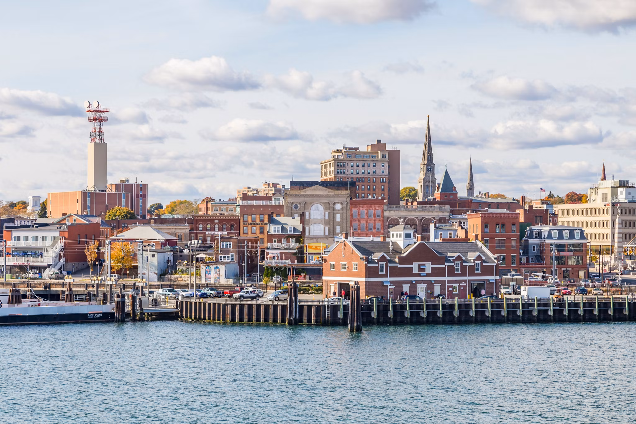 view to skyline of New London in Connecticut, USA.