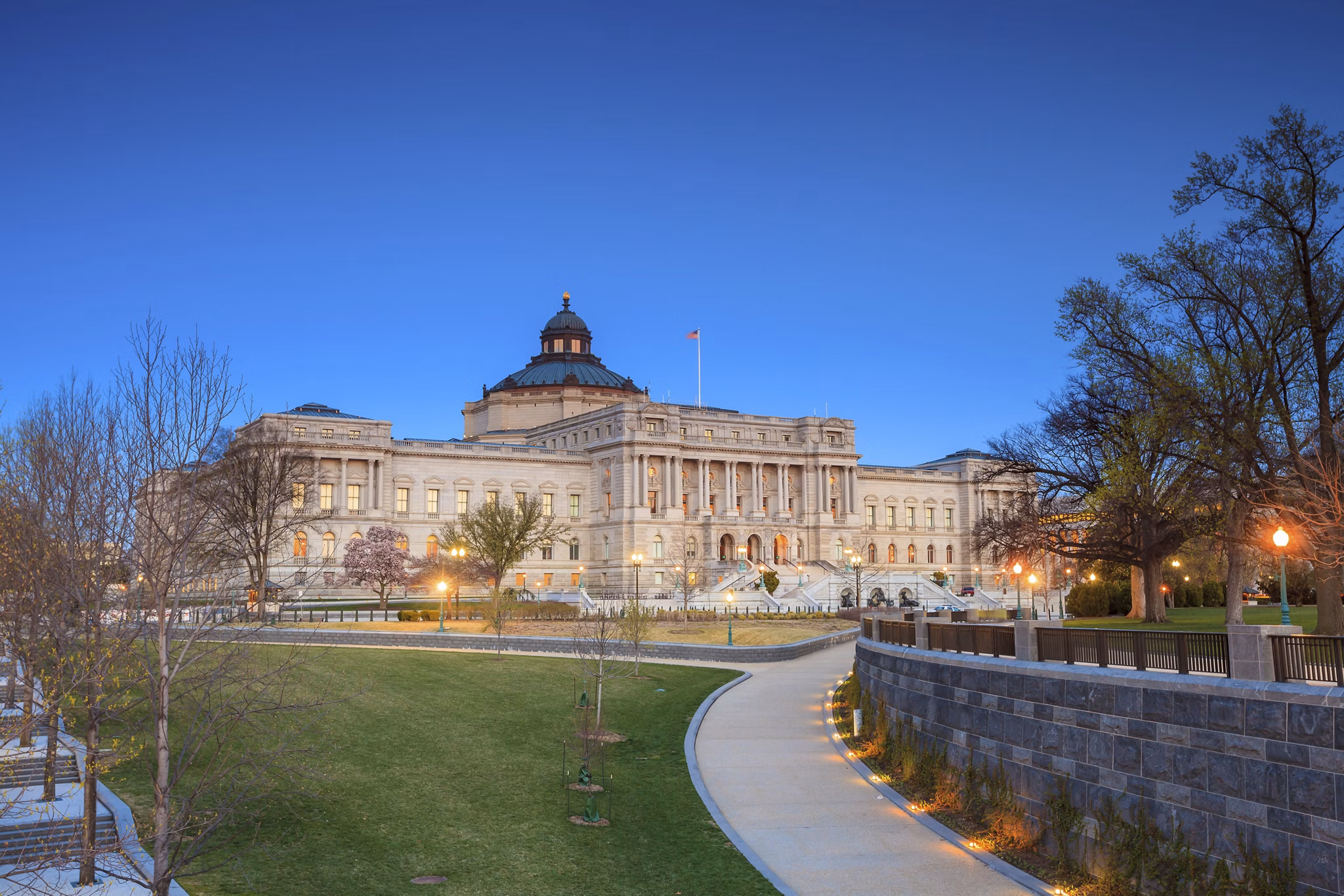 Library of Congress at night, Washington DC United States