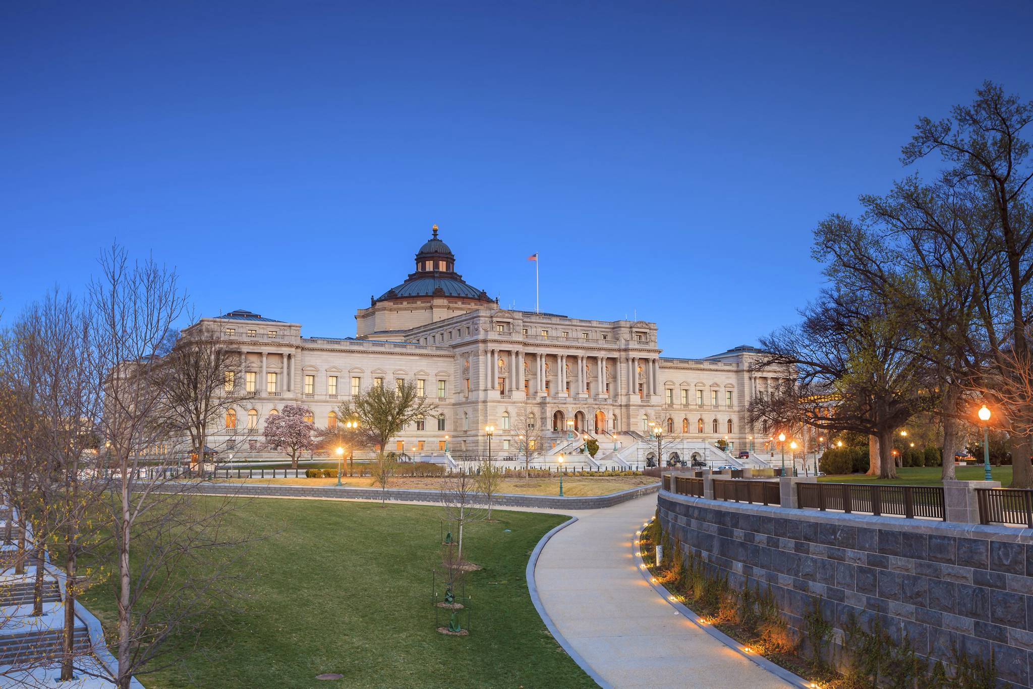 Library of Congress at night, Washington DC United States